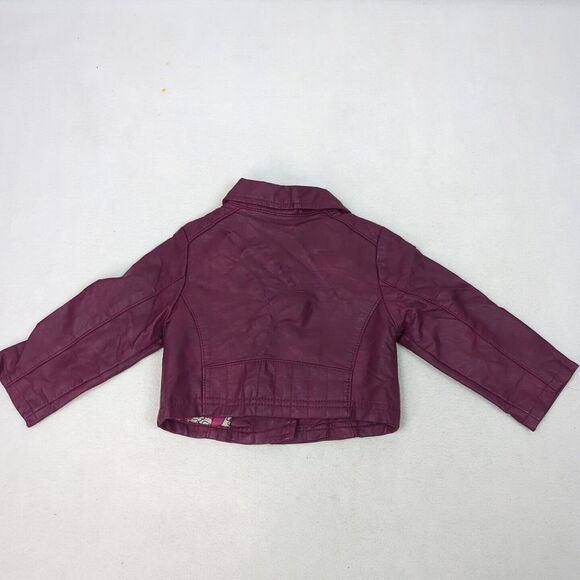 Purple Leather Jacket 12M From OshKosh Girls‎ Full Zip Leather Jacket - Picture 3 of 5